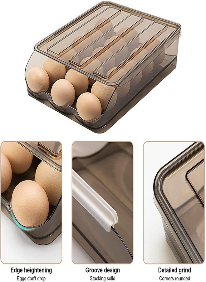 Homava Egg Storage Box Refrigerator Automatic Rolling Egg Container| Set of 3 | 21 x 21.5 x 28.4 CM |Plastic - Image 3